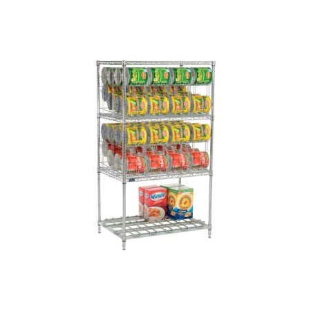 Global Equipment Nexel    CR2436DS Can Rack System, 3 Tier, Chrome, Bottom Dunnage Shelf, 36"W X 24"D x 66"H CR2436DS